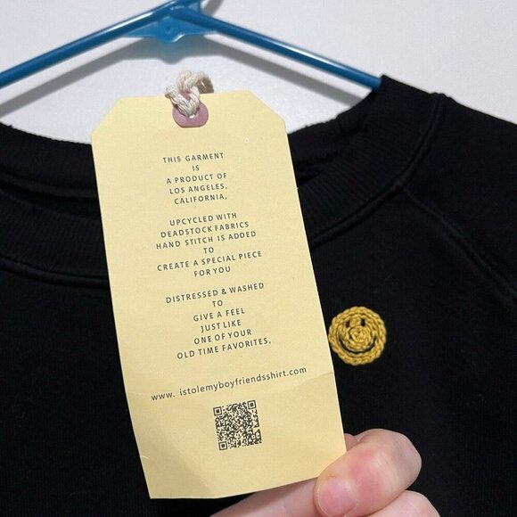 I Stole My Boyfriends Shirt NWT Black Sweatshirt Embroidered Smiley Faces Large‎ - Picture 3 of 7